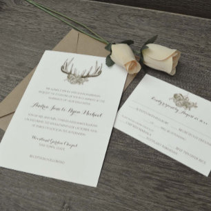 Herten Antlers Woodland bruiloft Kaart
