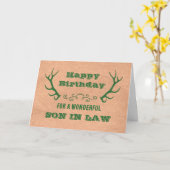 Herten Antlers  Zoon in Recht Verjaardag Kaart (Gele Bloem)