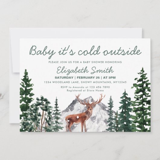 Herten Baby Het is koud buiten jongen Baby shower Kaart (Voorkant)