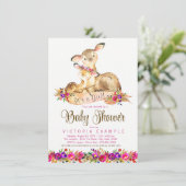 Herten Baby Meisje Douche Uitnodigingen (Staand voorkant)