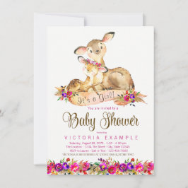 Herten Baby Meisje Douche Uitnodigingen