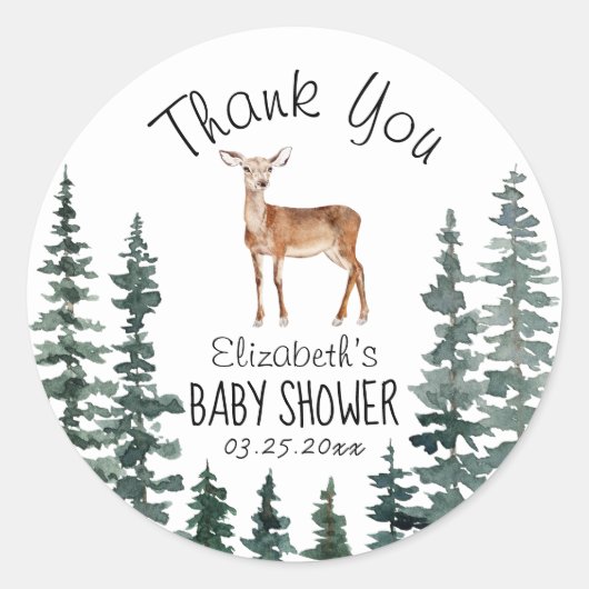 Herten Baby shower dank u Ronde Sticker (Voorkant)