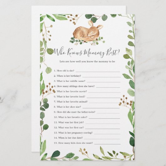 Herten Baby shower die mama het beste kent (Voorkant / Achterkant)