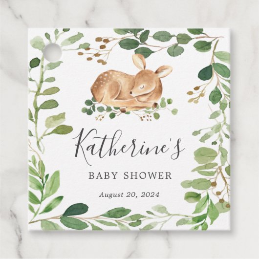 Herten Baby shower Favor Tag Bedankjes Labels (Voorkant)