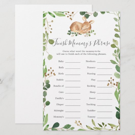 Herten Baby shower Finish Mama's zin (Voorkant / Achterkant)