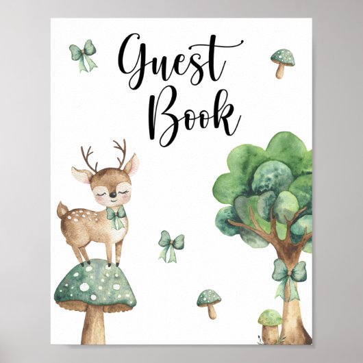 Herten Baby Shower - gast boek Poster (Voorkant)