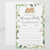 Herten Baby shower Hoe oud waren ze spel Kaart (Voorkant / Achterkant)