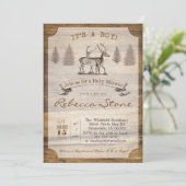 Herten Baby Shower Houten Uitnodiging (Staand voorkant)
