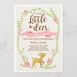 Herten baby shower inviteWoodland Girl roze goud Kaart