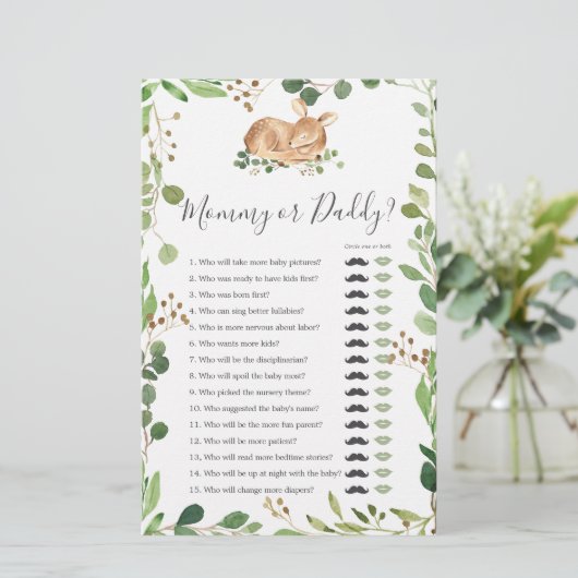 Herten Baby shower Mama of Daddy Game (Staand voorkant)