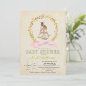 Herten baby shower meisje uitnodiging (Staand voorkant)