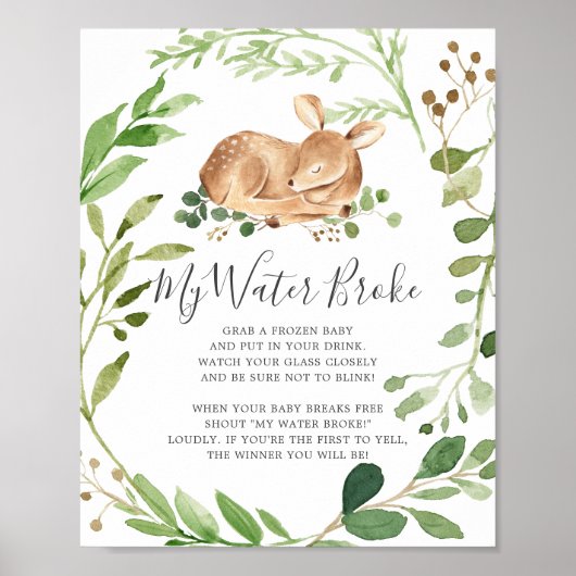 Herten Baby Shower Mijn Vruchtwater Is Gebroken Bo Poster (Voorkant)