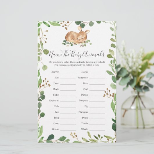 Herten Baby shower naam de baby dieren (Staand voorkant)