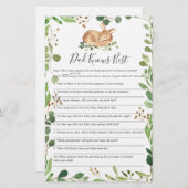 Herten Baby shower Pap Weet Beste Spel (Voorkant / Achterkant)