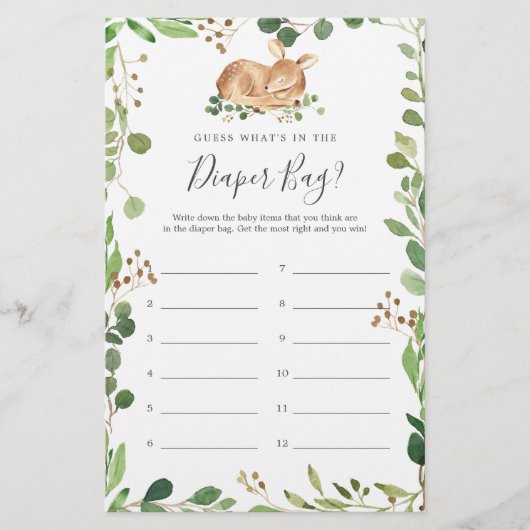 Herten Baby shower Raad eens wat er in de luiertas (Voorkant)
