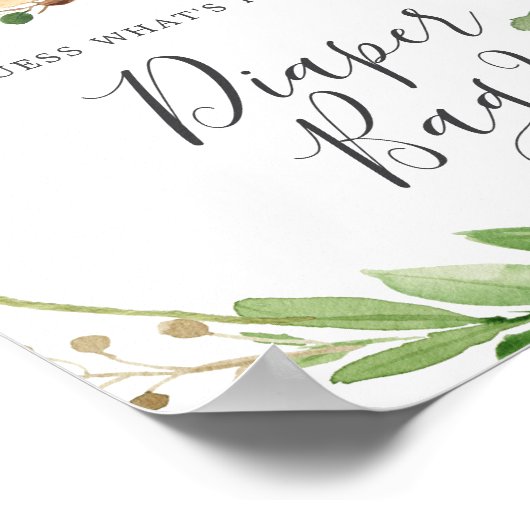 Herten Baby shower Raad eens wat er in de luiertas Poster (Hoek)