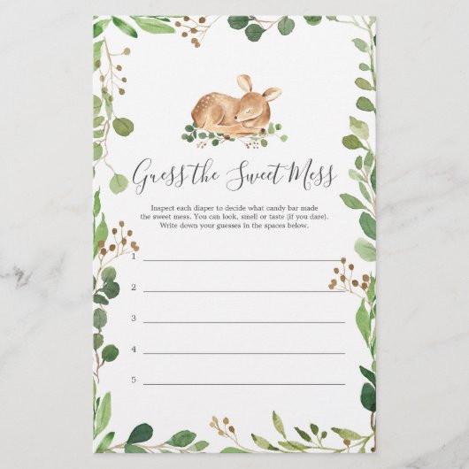 Herten Baby shower raden de zoete puinhoop (Voorkant)