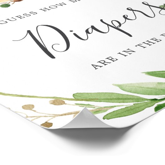 Herten Baby shower raden hoeveel luiers Poster (Hoek)