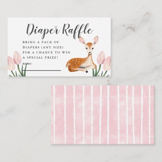 Herten Baby shower Roze Luier Raffle Ticket Informatiekaartje (Voorkant / Achterkant)