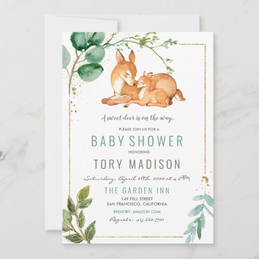 Herten baby shower uitnodiging (Voorkant)
