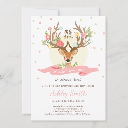 Herten baby shower uitnodiging Woodland Antlers Me (Voorkant)