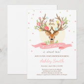 Herten baby shower uitnodiging Woodland Antlers Me (Voorkant / Achterkant)