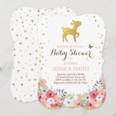 Herten baby shower uitnodiging Woodland Girl Flora (Voorkant / Achterkant)