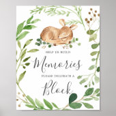 Herten Baby shower Versier een blokteken Poster