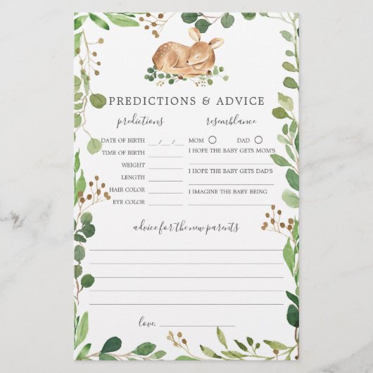 Herten Baby shower Voorspellingen en Advies (Voorkant)