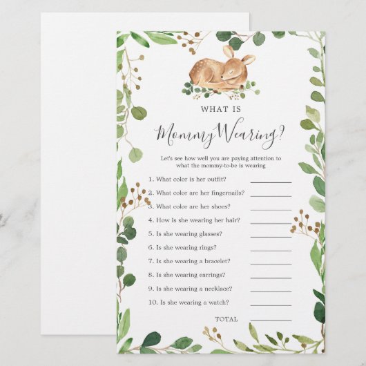 Herten Baby shower Wat draagt mama (Voorkant / Achterkant)