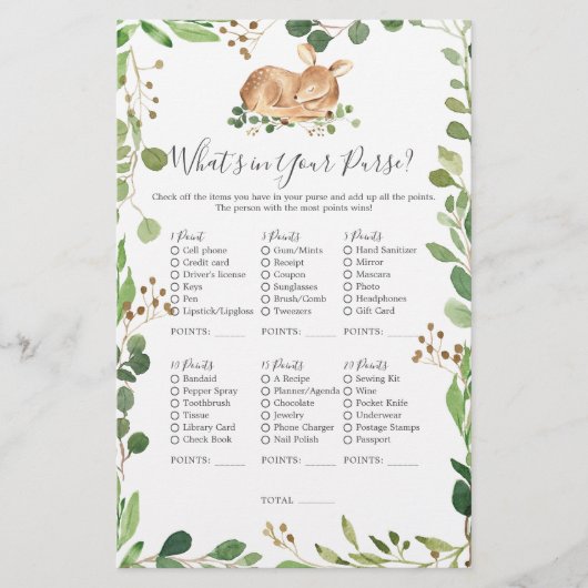 Herten Baby shower Wat zit er in je tas (Voorkant)