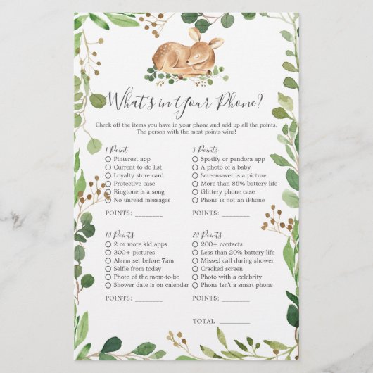 Herten Baby shower Wat zit er in je telefoon (Voorkant)