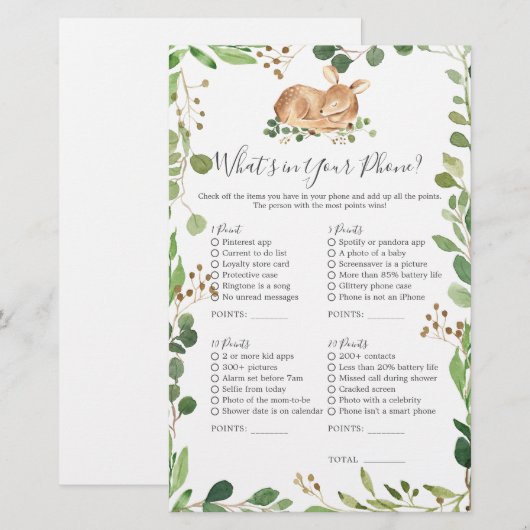 Herten Baby shower Wat zit er in je telefoon (Voorkant / Achterkant)