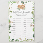 Herten Baby shower Word Scramble spel (Voorkant)