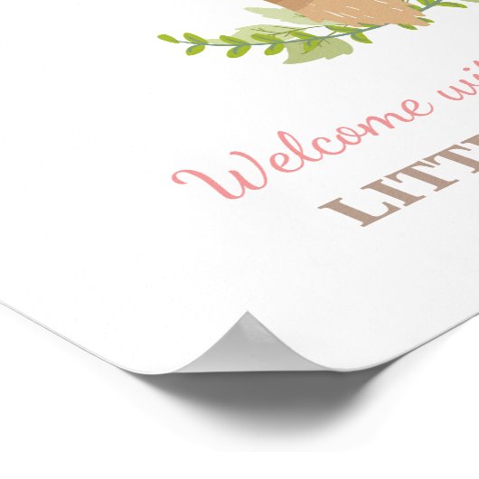 Herten babyshower gastboek vingerafdrukken bos poster (Hoek)