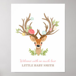 Herten babyshower gastboek vingerafdrukken bosland poster