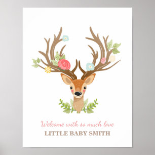 Herten babyshower gastboek vingerafdrukken bosland poster