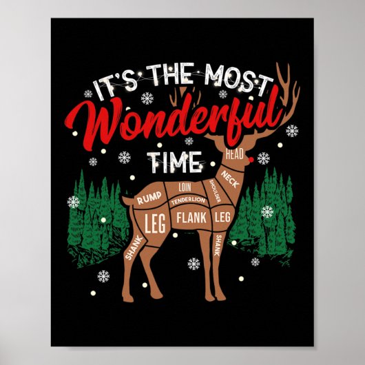 Herten BBQ Grappig Grillen BBQ Pitmaster Christmas Poster (Voorkant)