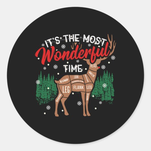 Herten BBQ Grappig Grillen BBQ Pitmaster Christmas Ronde Sticker (Voorkant)