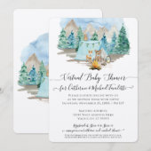 Herten Beer Waterverf Bos Virtuele Baby Shower Kaart (Voorkant / Achterkant)