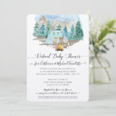 Herten Beer Waterverf Bos Virtuele Baby Shower Kaart (Staand voorkant)