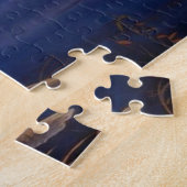 Herten bij de blokhut aan het meer legpuzzel (Zijkant)