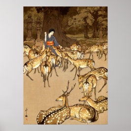 Herten bij het Kasuga-heiligdom Yoshida Hiroshi 19 Poster