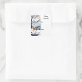 Herten bij het Snowy Lake Christmas Gift label (Tas)