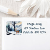 Herten bij het Snowy Lake Christmas Retouradres Etiket (Insitu)