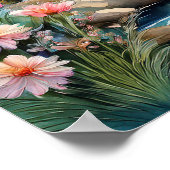 Herten bij Waterval 1 Poster (Hoek)