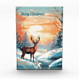 Herten bij zonsondergang in de winter fotoblokken