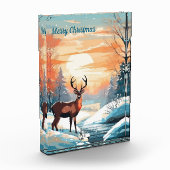 Herten bij zonsondergang in de winter fotoblokken (Links)