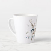 Herten Blauwe Boog Sneeuwvlokken Kerstmis Latte Mok (Linkerhoek)