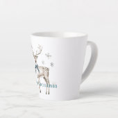 Herten Blauwe Boog Sneeuwvlokken Kerstmis Latte Mok (Rechterhoek)